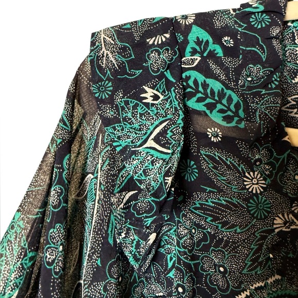 Anthropologie Navy and Teal Floral Blouse - Picture 6 of 8